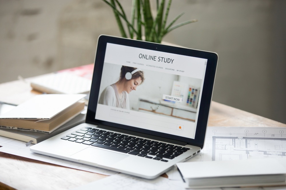 a laptop screen showing an online course - which is powered by cloud storage
